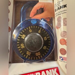 Vintage Rare Blue Combination Lock Bank 1992 KB Toys